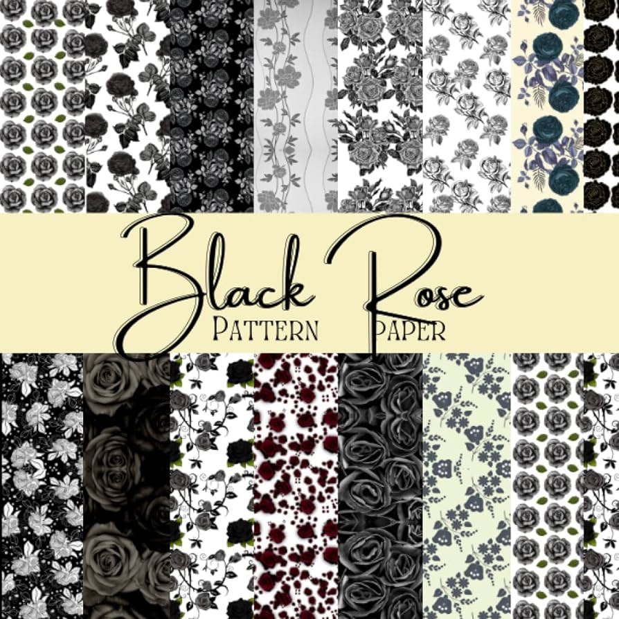 Black rose pattern paper scrapbooking paper with black roses x sheets double sided premium lor for junk journals diy projects derative craft paper pad for scrapbooking