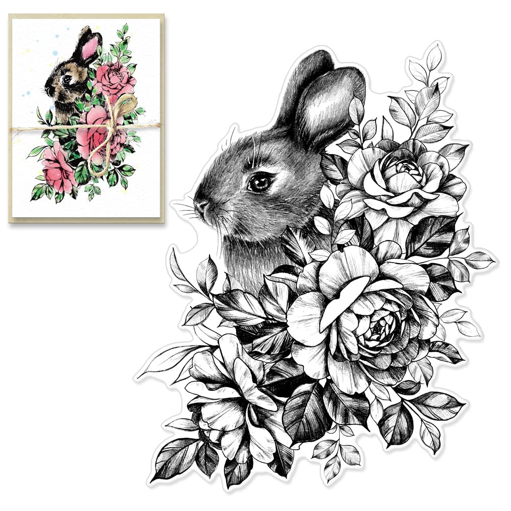 Easter rabbit background clear stamps for card making decoration and scrapbooking supplies animals flowers rose transparent rubber stamps for easter day paper card photo album crafting supplies flower rabbit