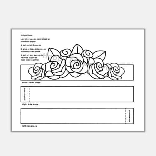 Roses crown paper template coloring