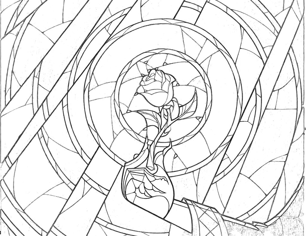 Stained glass rose coloring page by richard on
