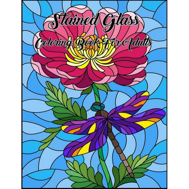 Stained glass coloring book for adults christian stained glass coloring book including bible themes rose windows gothic and floral designs for adults relaxation paperback