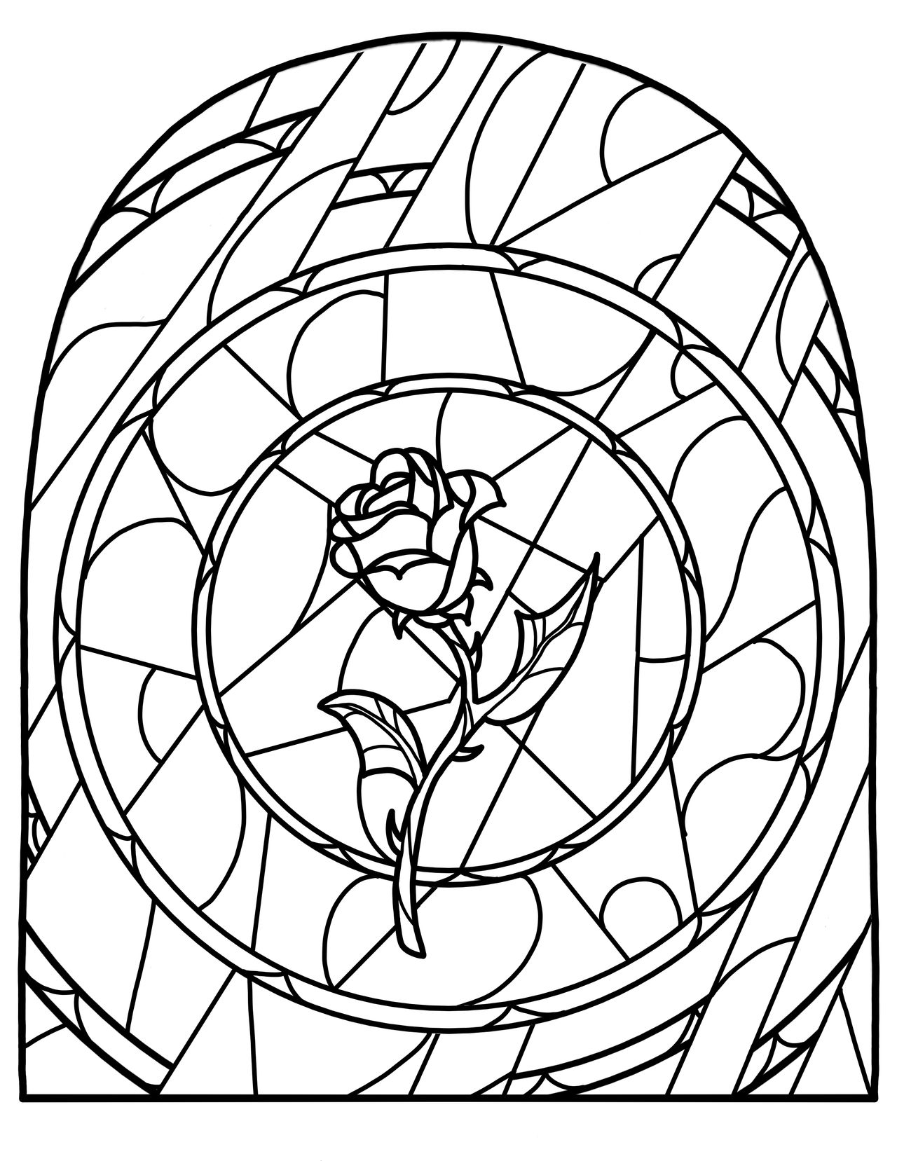 Stained glass rose lineart by nuyisha on