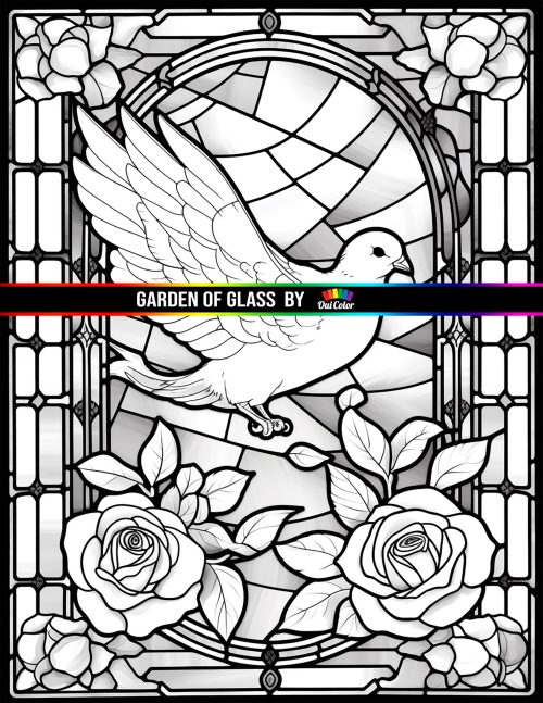 Garden of glass a whimsical coloring book of stained glass bird and flower mosaics nature series