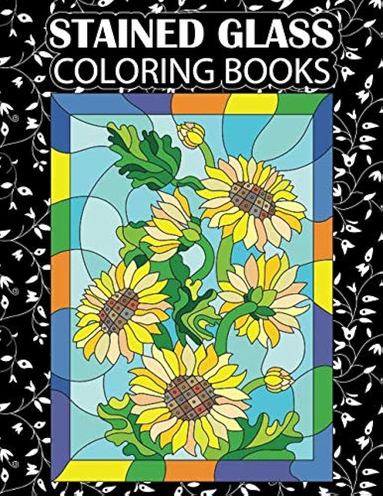 Stained glass coloring book beautiful stained glass patterns flowers butterfiles garden rose and more kohey cherina books