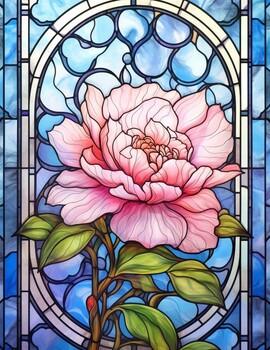 Stained glass flower coloring pages vol by art coloring book