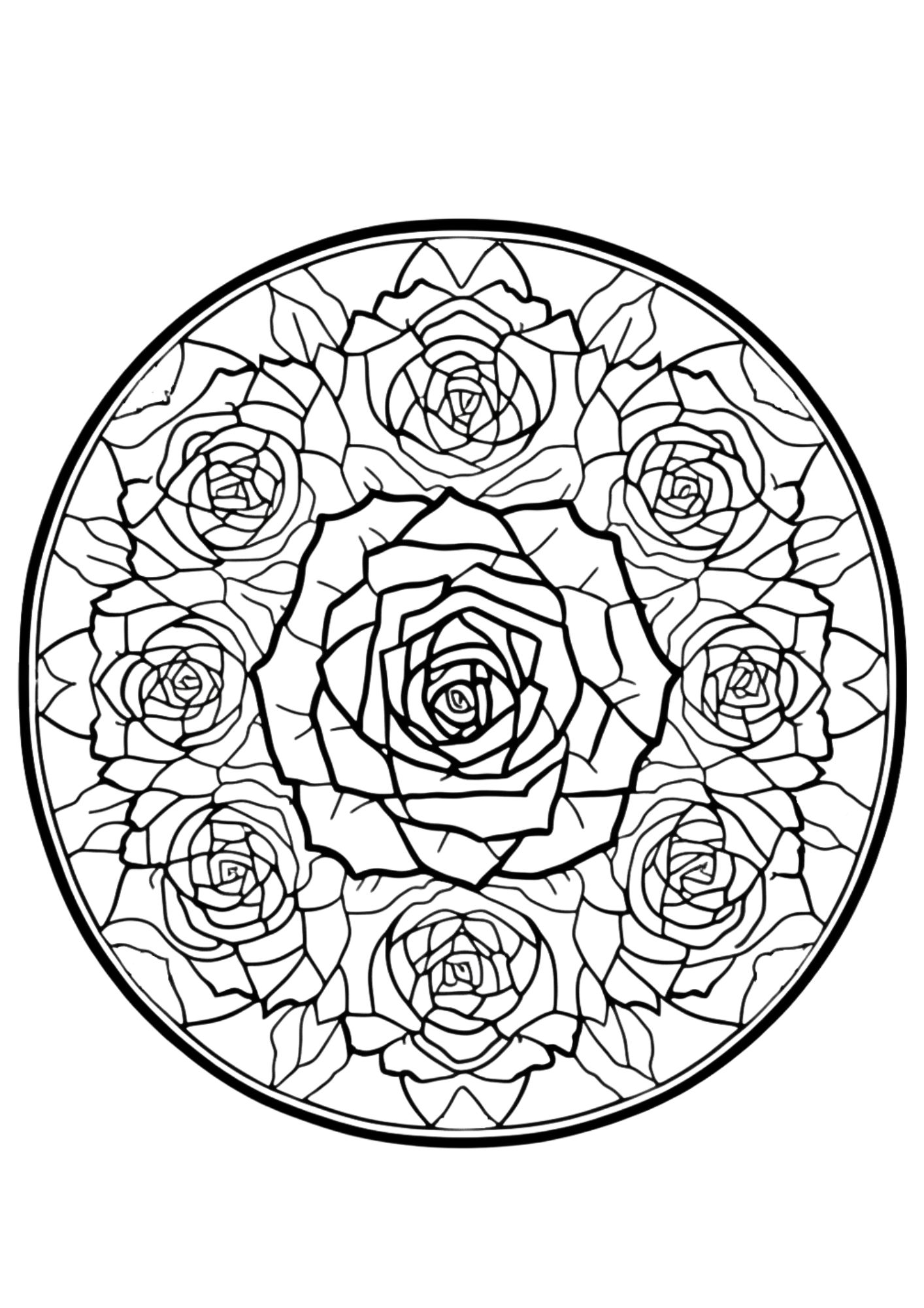 Free printable roses coloring pages for adults and kids