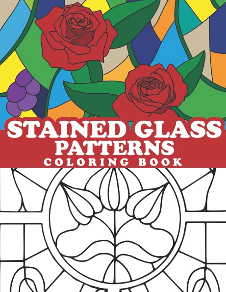 Stained glass patterns loring book beautiful stress relief flower patterns animals insects and more relaxation loring pages journals bluebee books