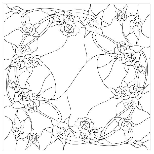 Stained glass rose stock illustrations royalty