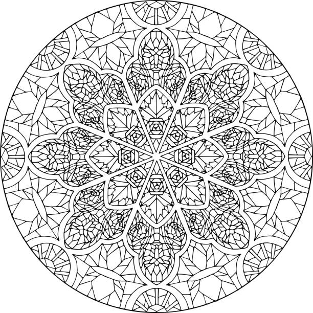 Mandala stained glass rose window stock illustration