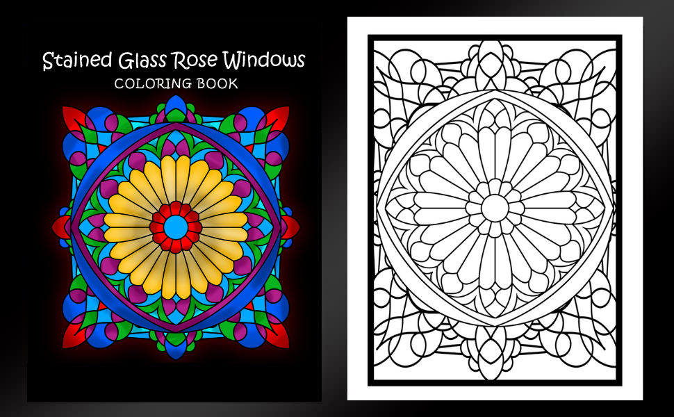Stained glass rose windows coloring book adult coloring book for stress relief relaxation and fun villar madison books