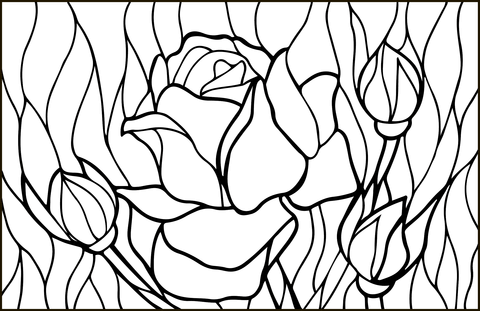 Rose stained glass coloring page free printable coloring pages