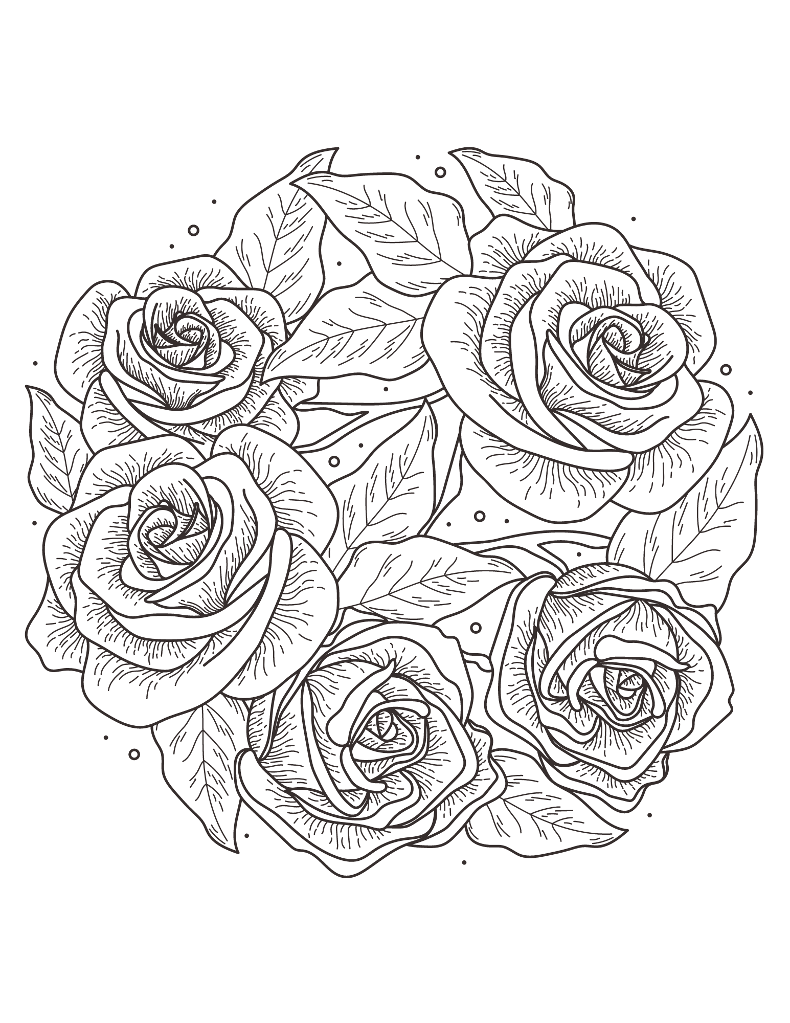 Free printable rose coloring pages for kids and adults