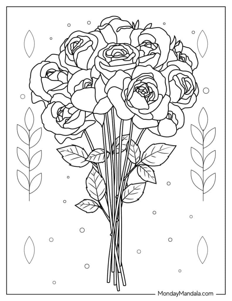 Rose coloring pages free pdf printables