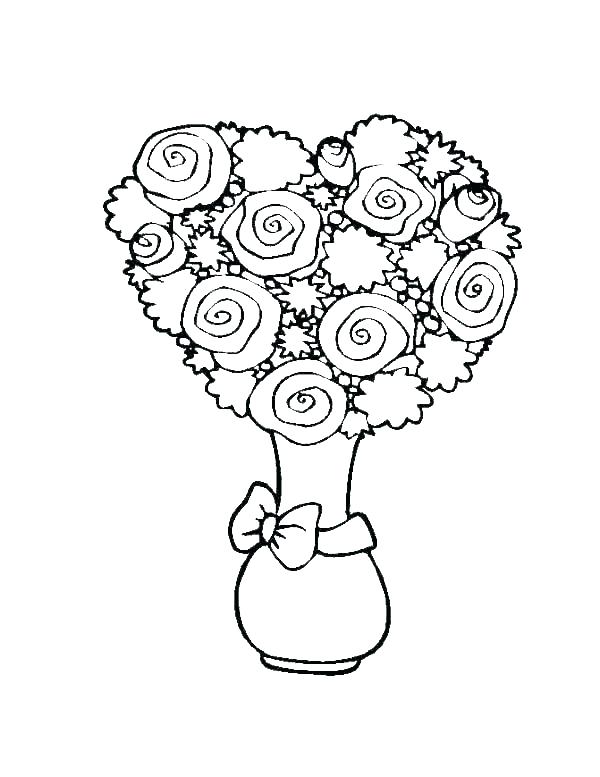 Roses and hearts coloring pages