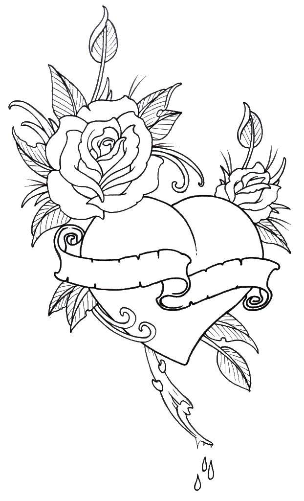 Online coloring pages coloring rose heart coloring