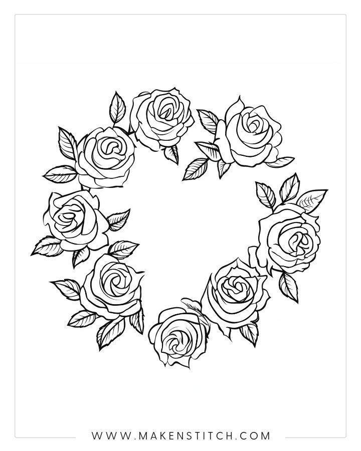 Roses coloring pages for kids and adults