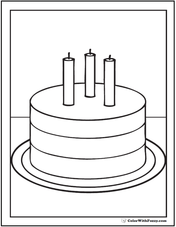 Birthday cake coloring pages â customizable ad