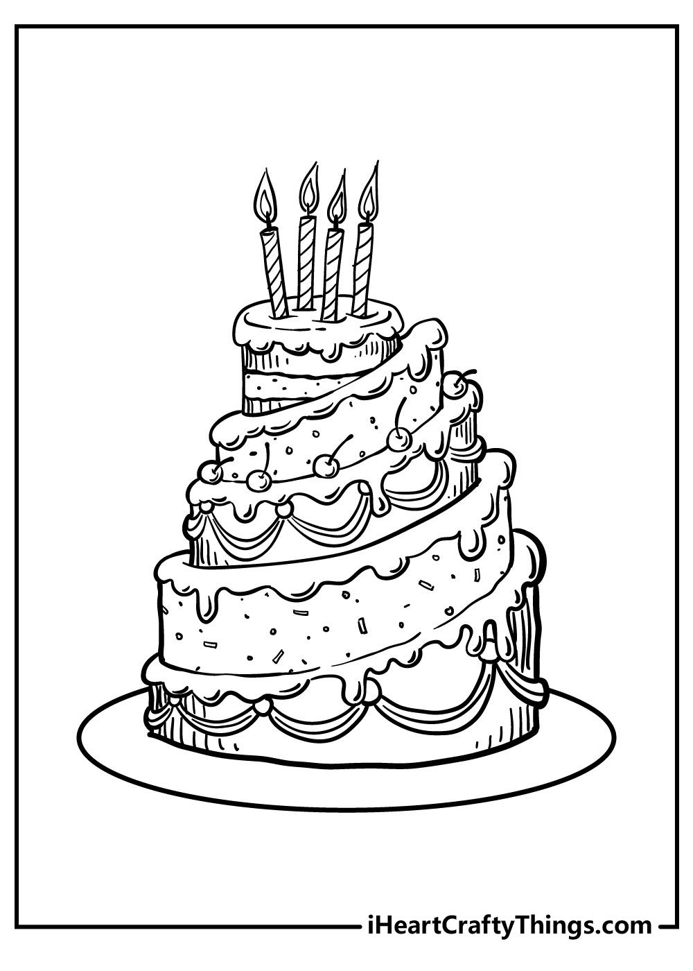 Cake coloring pages printable flower coloring pages cake drawing coloring pages