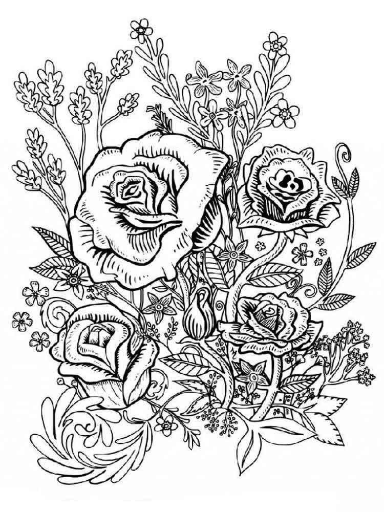 Flowers coloring pages for adults