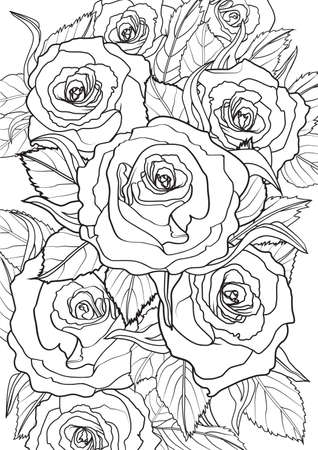 Adult coloring book illustration tattoo set roses illustration royalty free svg cliparts vectors and stock illustration image