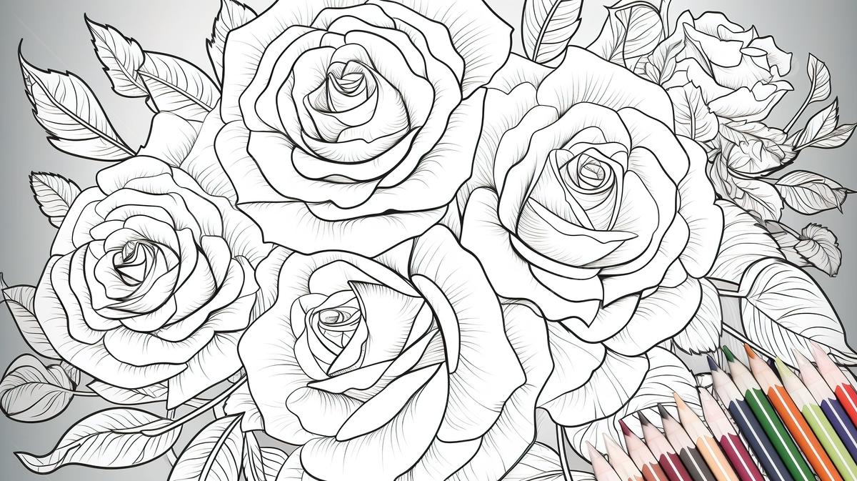 An adult coloring page with roses on it background coloring picture of roses background image and wallpaper for free download