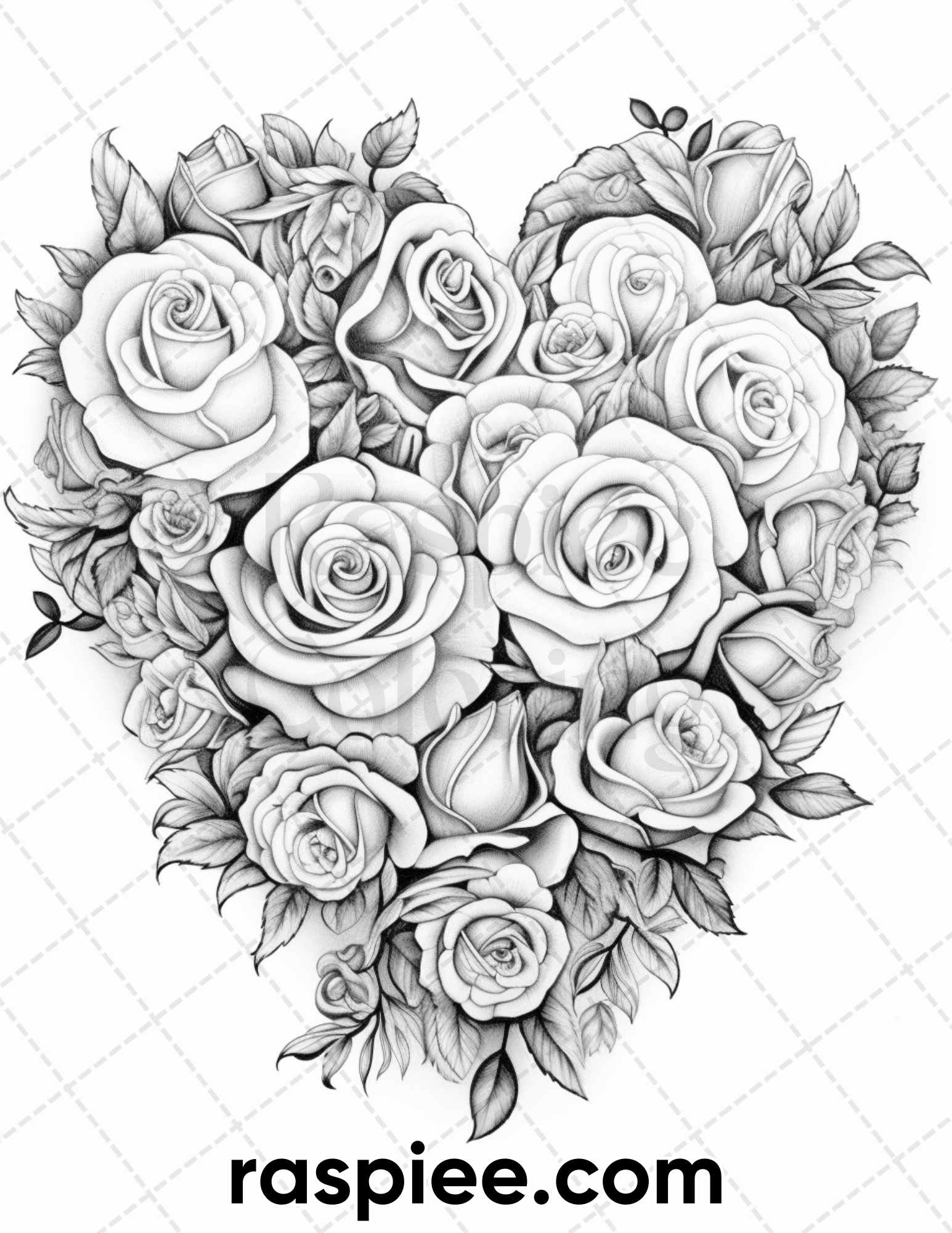 Valentines day flowers grayscale adult coloring pages printable p â coloring