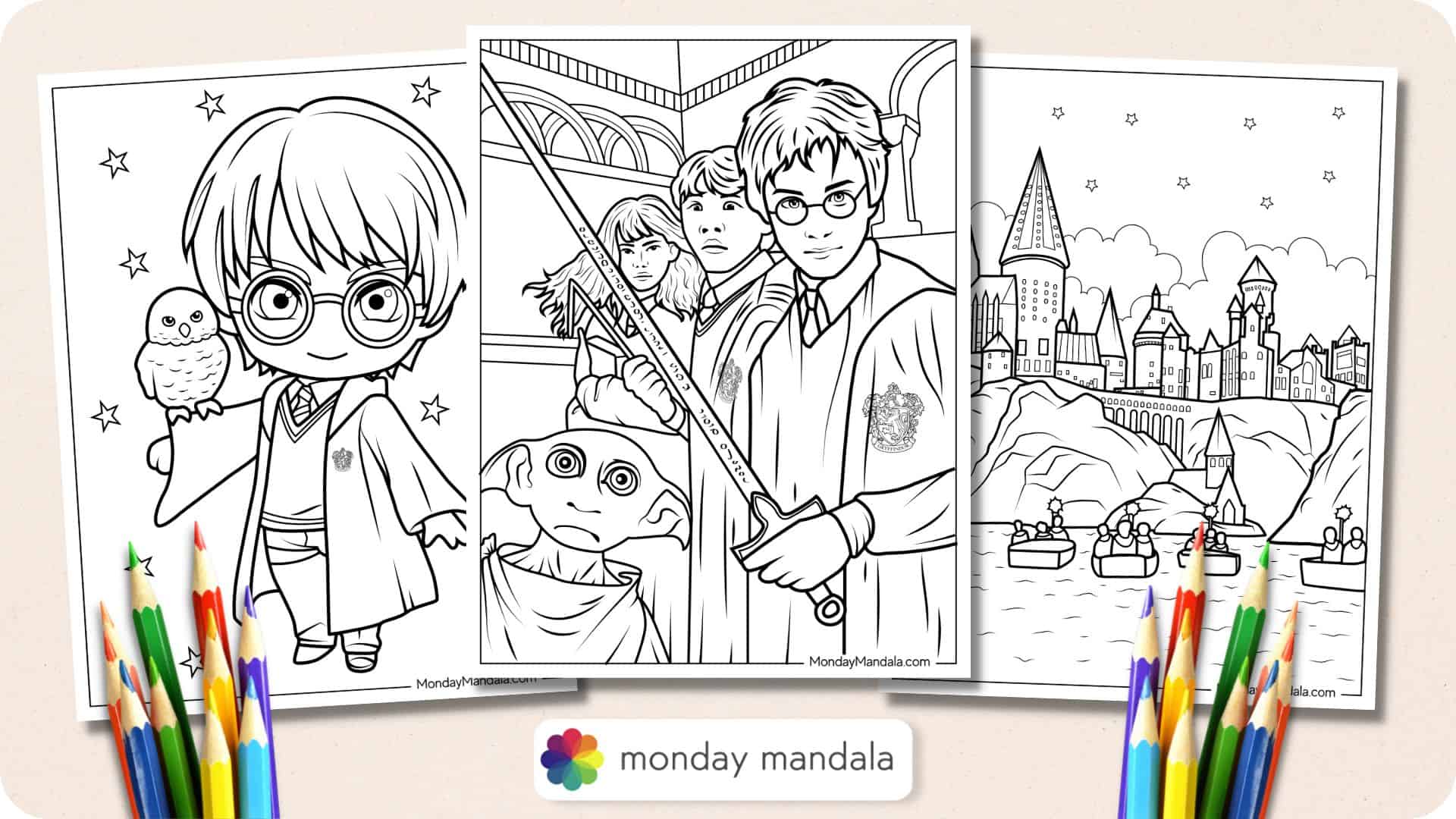 Harry potter coloring pages free pdf printables