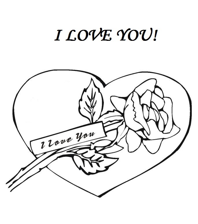 Roses and hearts coloring pages