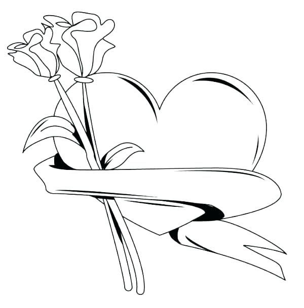 Roses and hearts coloring pages