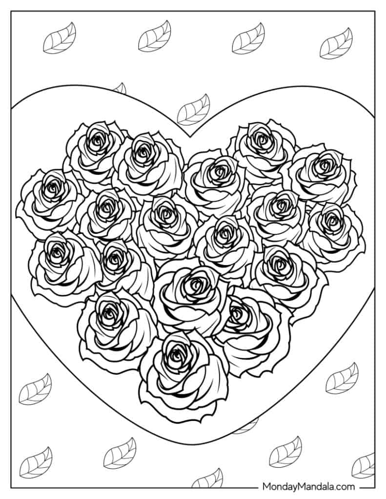 Rose coloring pages free pdf printables