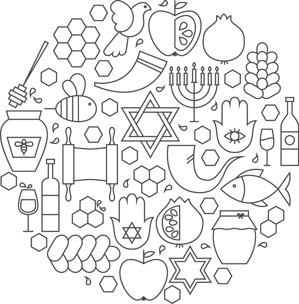 Rosh hashanah coloring page holiday booklet by recustom
