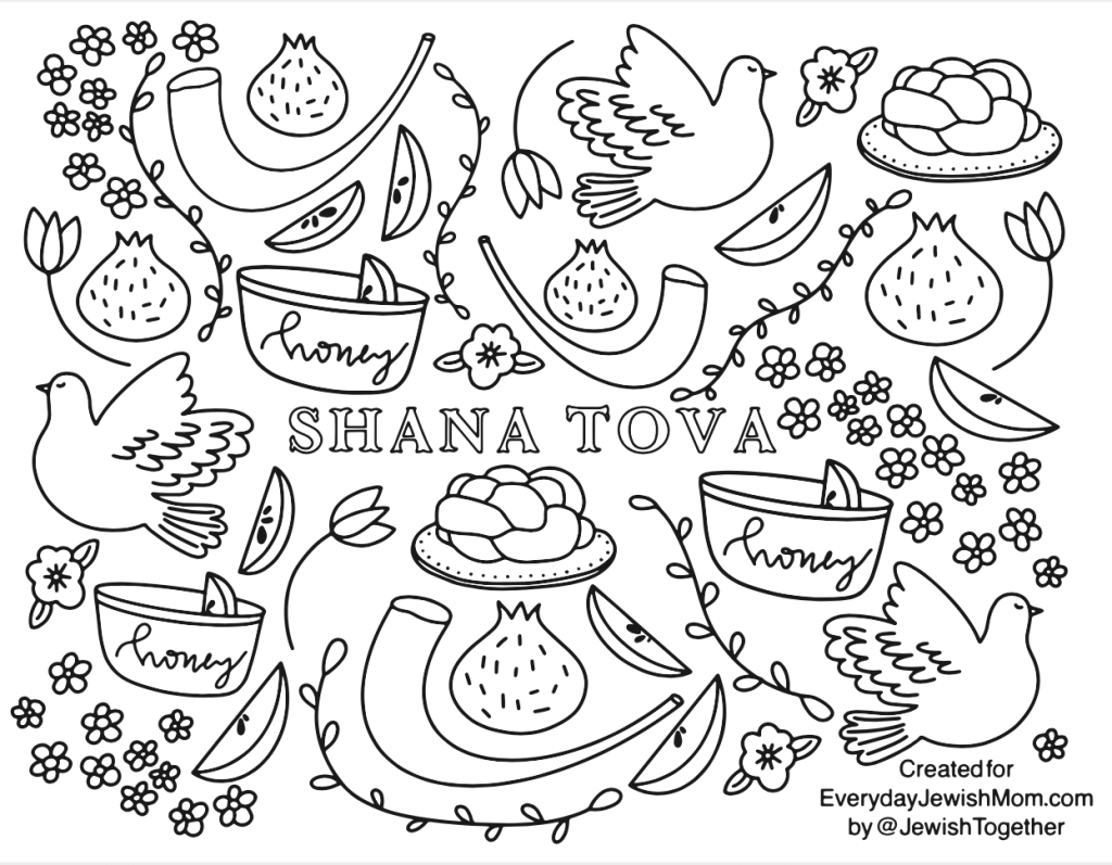 Rosh hashanah coloring sheet tic tac toe board