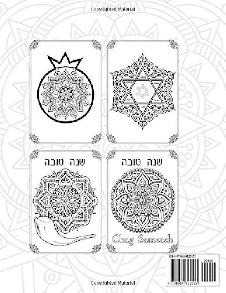 Rosh hashanah mandalas coloring book relaxing mandala patterns with jewish new year themes â shanah tovah shofar pomegranate apples honey mintz rachel books