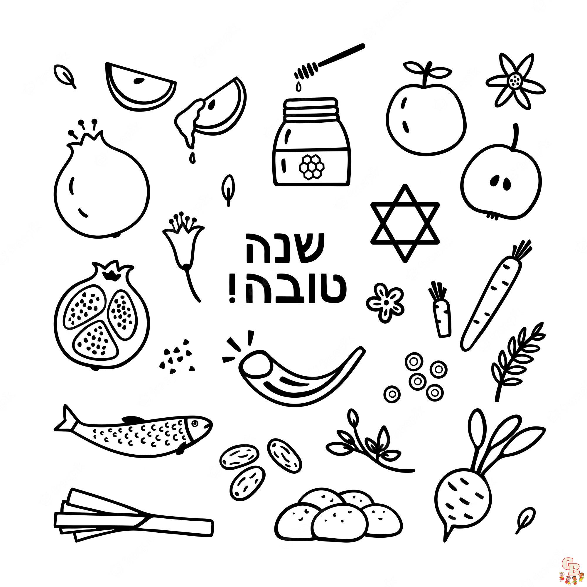 Color to rosh hashanah joy free printable coloring pages