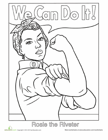 Empowering rosie the riveter coloring page