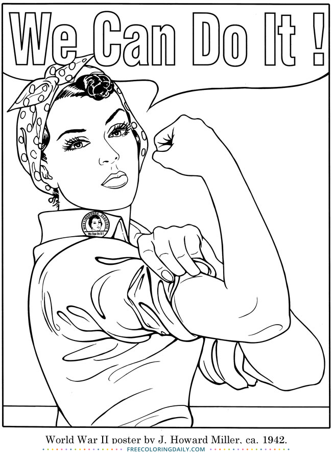 Free rosie the riveter coloring free coloring daily