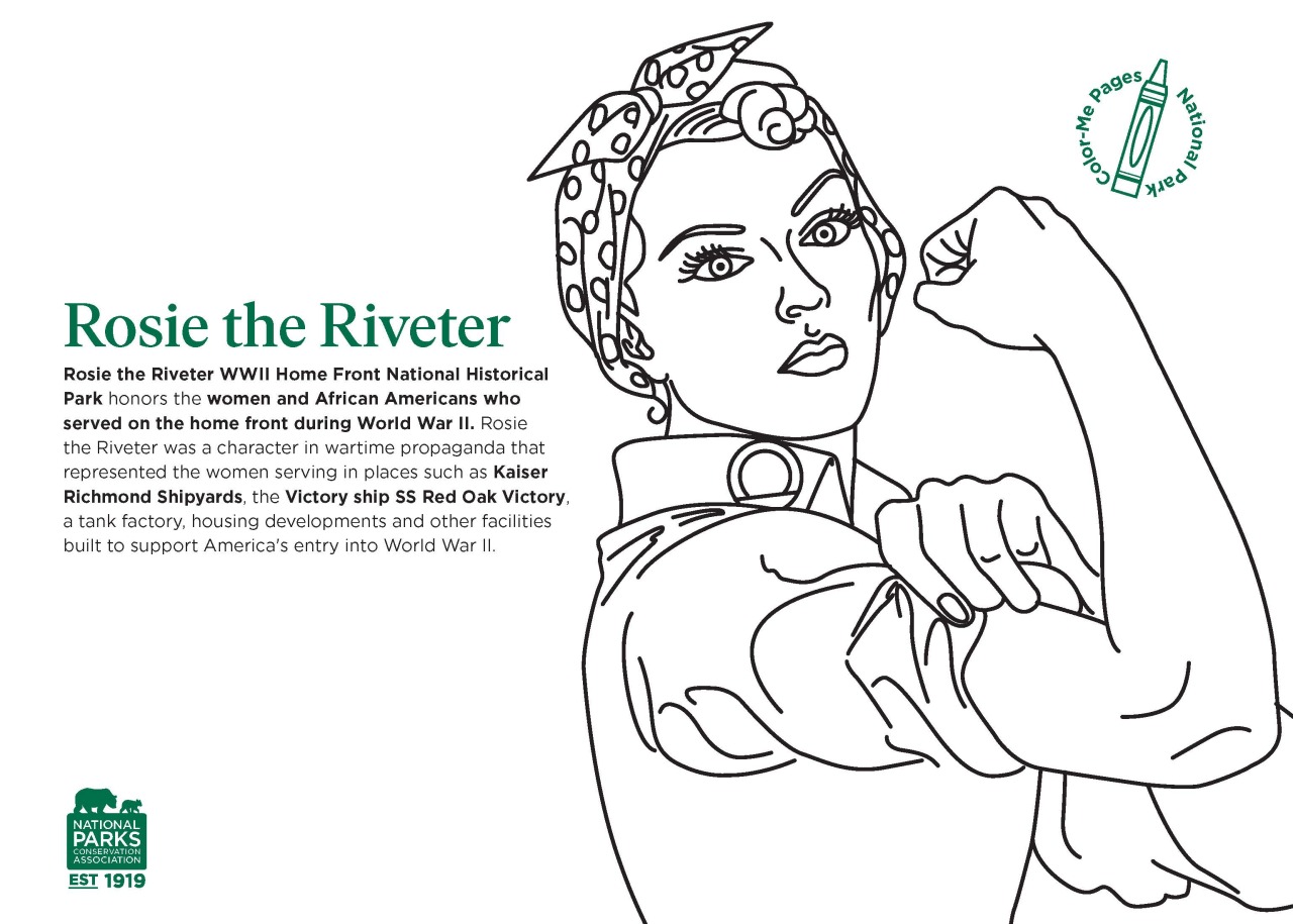 Park it â rosie the riveter coloring page can be downloaded