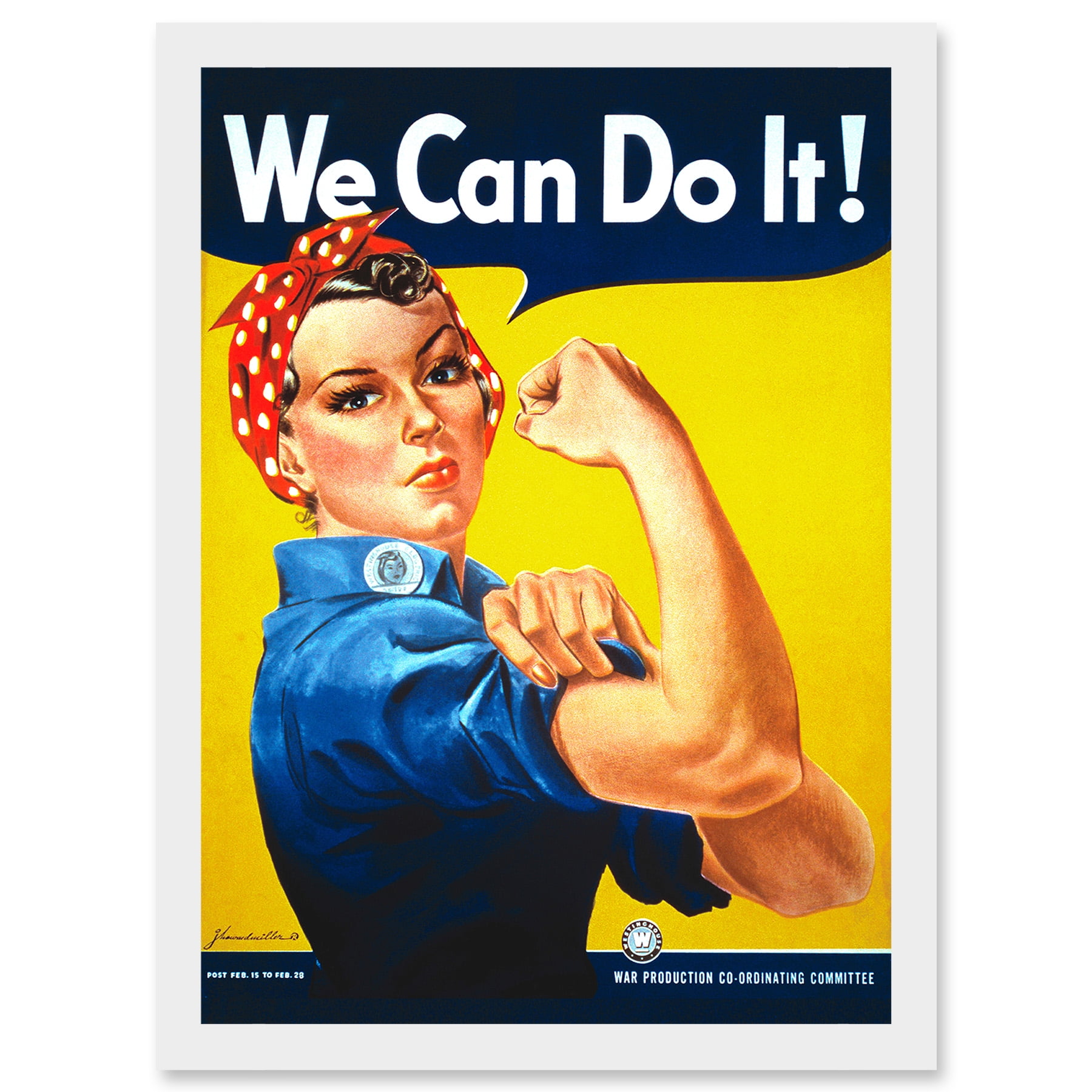 War advert rosie riveter ww we can do it women usa artwork framed wall art print a