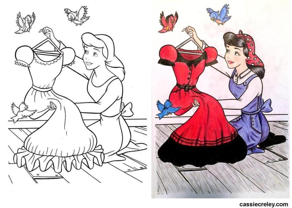 Cinderella as rosie the riveter â altered coloring book art