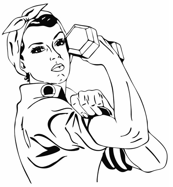 Svg rosie the riveter with dumbbell instant download svg file