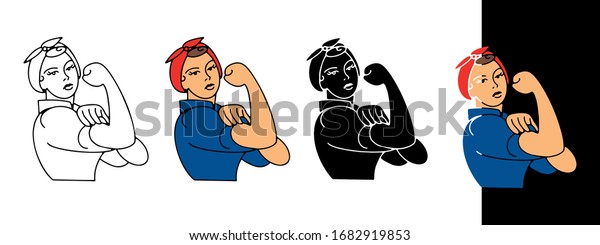 Rosie riveter icon outline cartoon glyph stock vector royalty free
