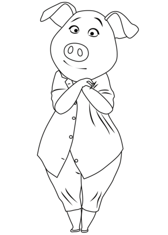 Pig rosita from sing coloring page free printable coloring pages