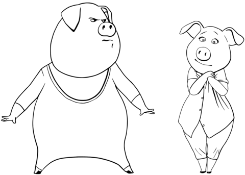 Gunter and rosita from sing coloring page free printable coloring pages