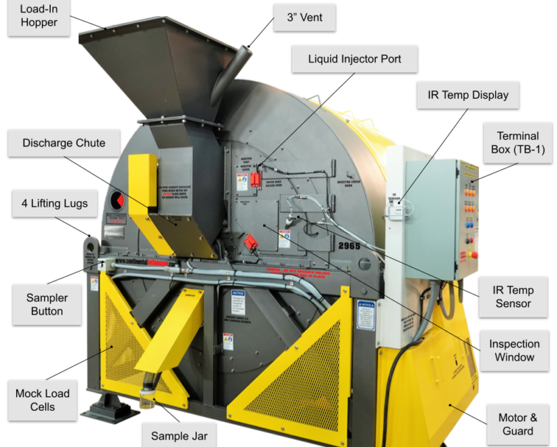 Industrial rotary drum mixers with liquid addition mk vii