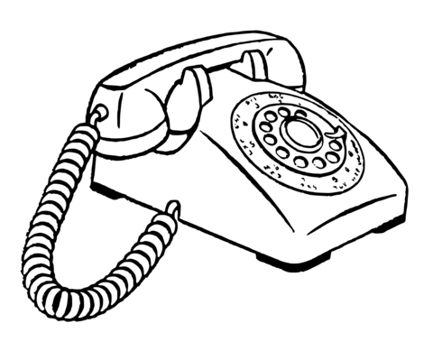 Vintage hung up rotary phone coloring page free printable coloring pages