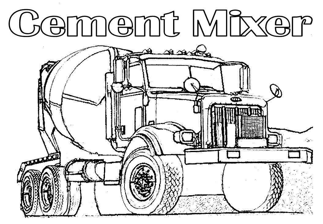 Cement mixer coloring page