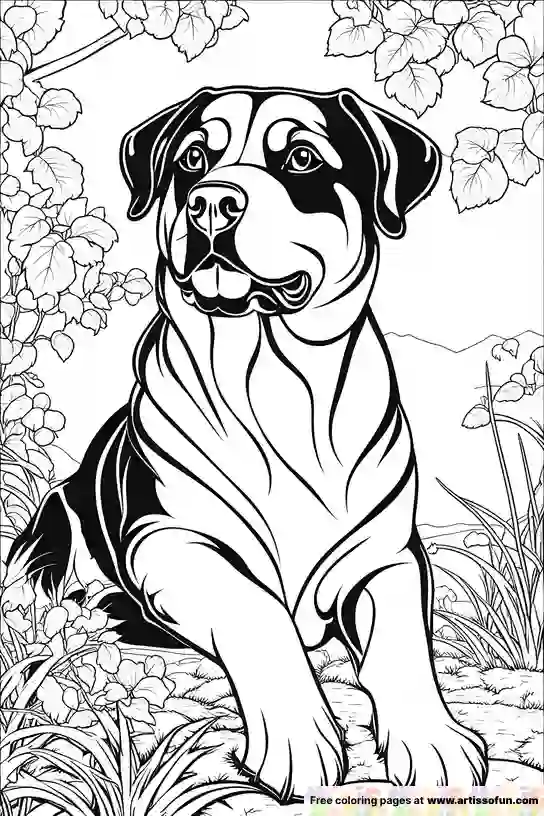 Rottweiler dog coloring page art is so fun