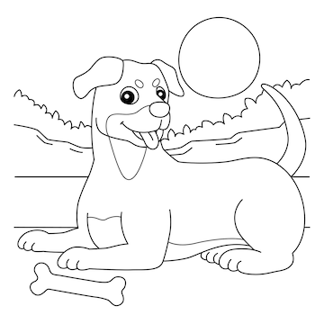 Premium vector rottweiler dog coloring page for kids