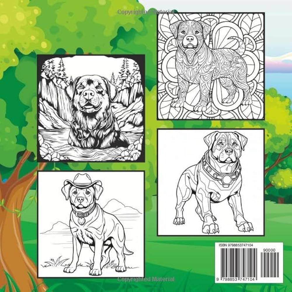 Pages exclusive drawings rottweiler coloring book easy and relaxing dog colouring pages in cute style for kids adults all mothers fathers x inches pages butler sue books