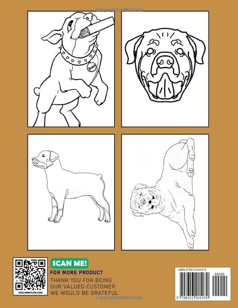 Rottweiler coloring book relaxing with cute dogs for anyone to love animal with illustrations pages for drawing for relaxation mcnamara avaya mcnamara books